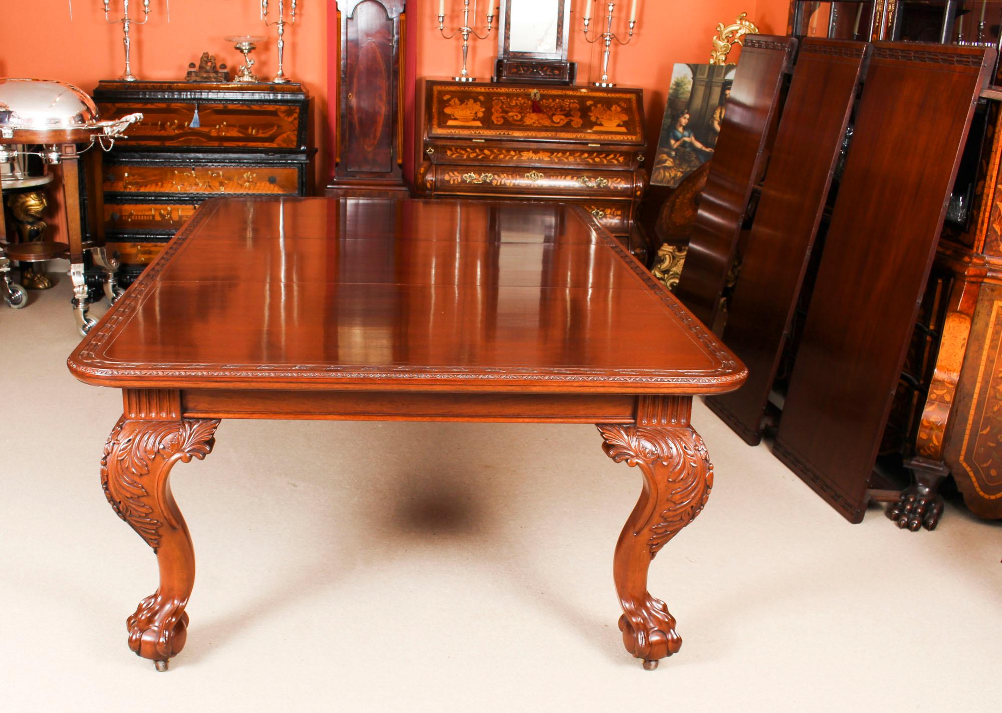 Mahogany Antique Dining Table by Edwards & Roberts 19th Century and 12 Bar Back Chairs