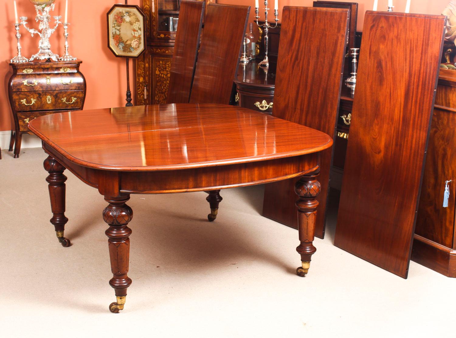 Late 19th Century Antique 12 Ft Victorian D-End Mahogany Dining Table & 14 Chairs, 19th Century