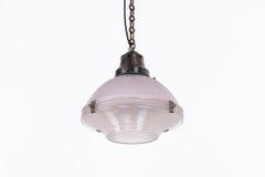 Antique 12" Holophane Reflector-Refractor Prismatic Glass Pendant Light, c.1920