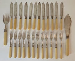 Antique 12-Place Fish Service by Hamilton-Laidlaw, Glasgow Circa 1877-1878