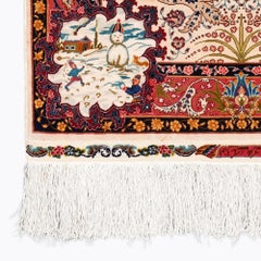 Antique 12 x 12 Quality Signed Hereke Silk Rug - Mid 20th Century