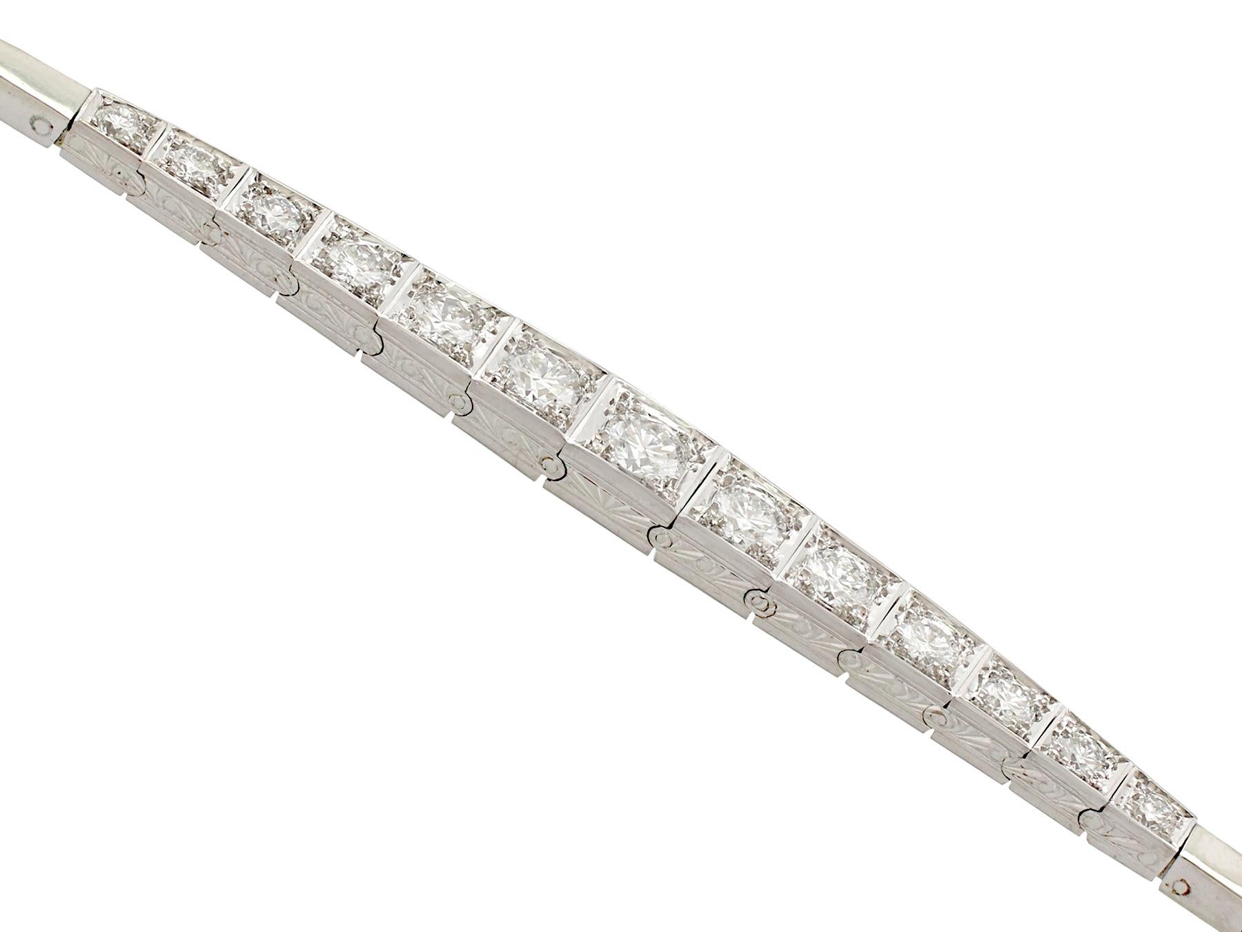 Antique 1930s 1.20 Carat Diamond and White Gold Bracelet 1