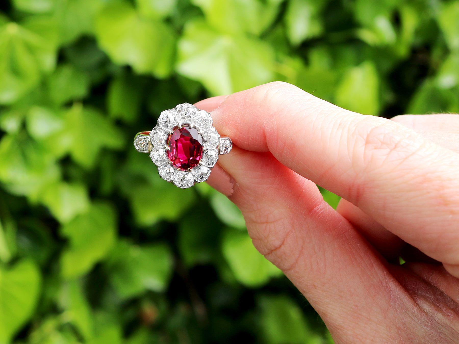 A stunning, fine and impressive 1.20 carat ruby and 1.54 carat diamond, 18 karat rose gold dress ring; part of our diverse vintage jewellery collections

This stunning, fine and impressive antique ruby and diamond ring has been crafted in 18k rose