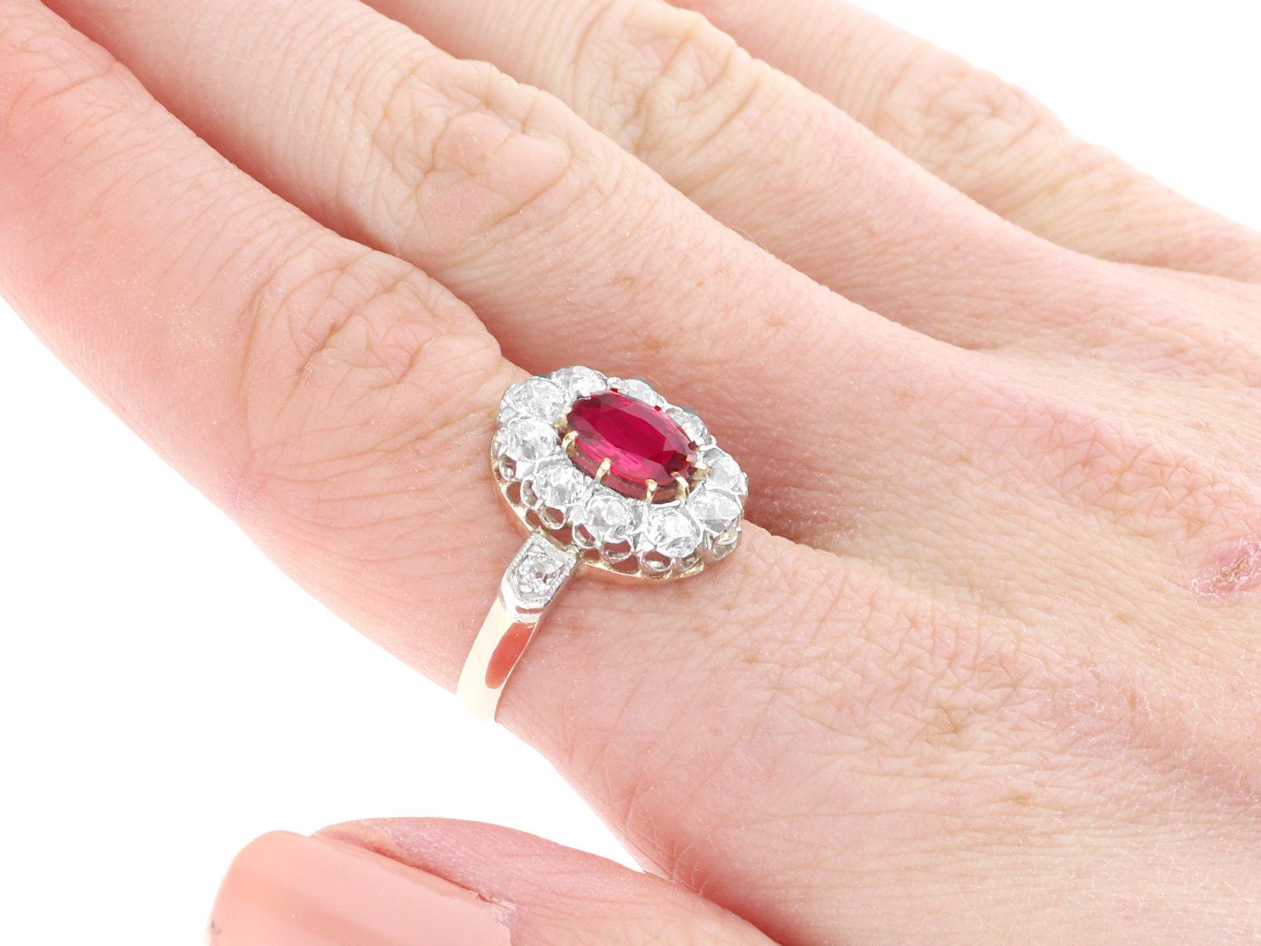 Antique 1.20 Carat Ruby and 1.54 Carat Diamond Rose Gold Dress Ring 5