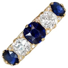 Antique 1.20ct Cushion Cut Natural Sapphire Engagement Ring,  18k Yellow Gold