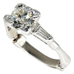 Antique 1.21 Carat Old Mine Cut Diamond Self Size Able Engagement Ring Platinum