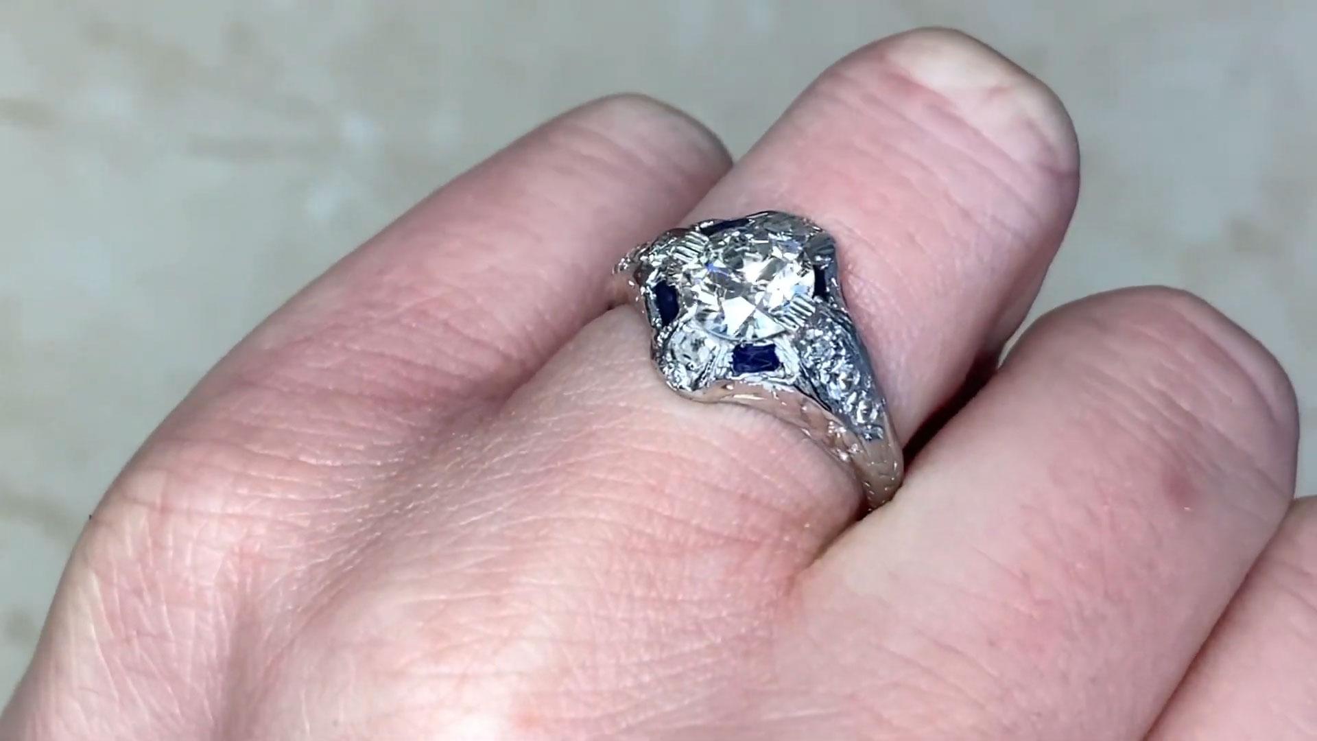 Art Deco Antique Old European Cut Diamond Engagement Ring (Approx. 1.20-Carats), Platinum