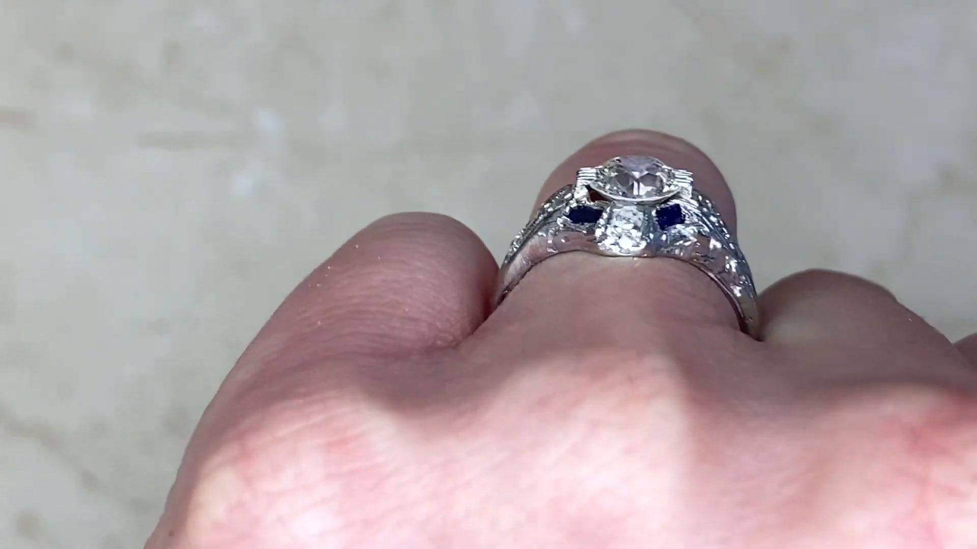 Antique Old European Cut Diamond Engagement Ring (Approx. 1.20-Carats), Platinum In Excellent Condition In New York, NY