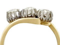1900s Antique 1.22 Carat Diamond and Yellow Gold Platinum Set Trilogy Ring