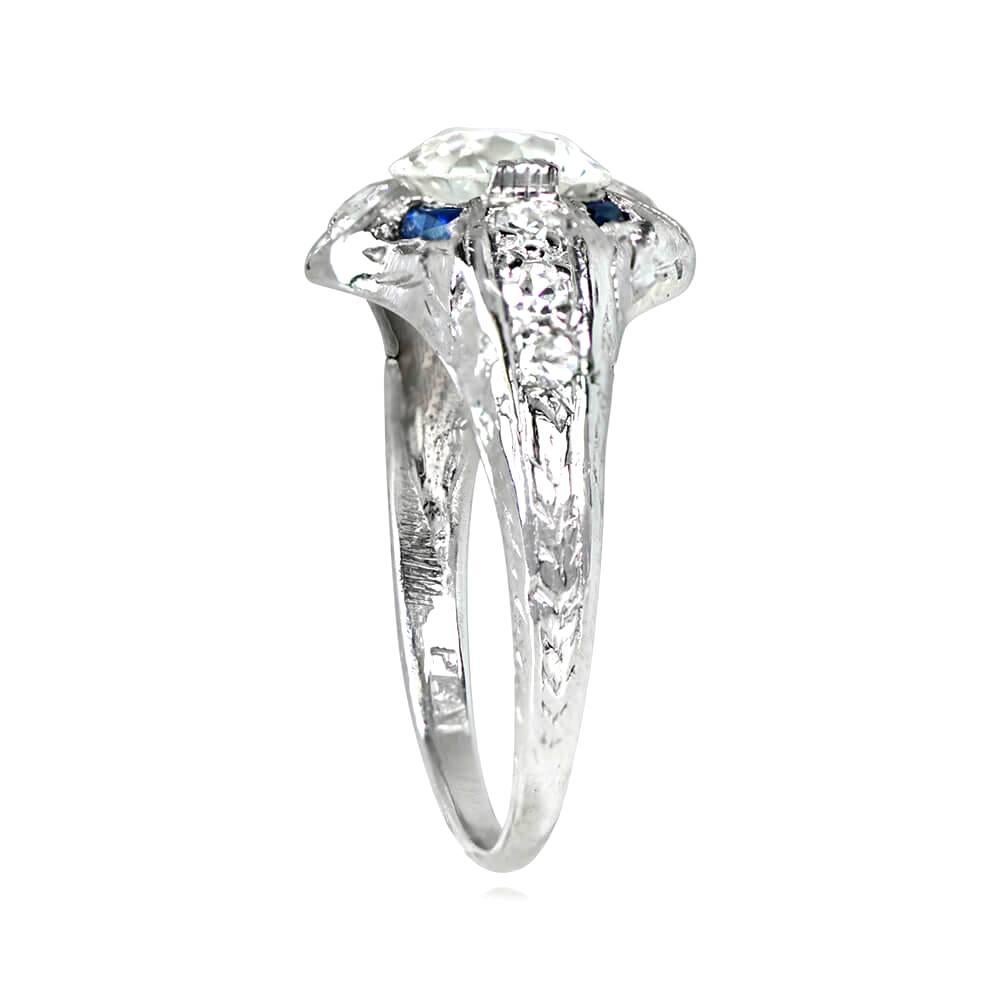 Art Deco Antique 1.22 Carat Old Euro-Cut Diamond Engagement Ring, I Color, VS1 Clarity For Sale