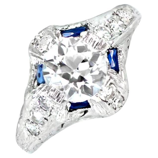Antique 1.22 Carat Old Euro-Cut Diamond Engagement Ring, I Color, VS1 Clarity