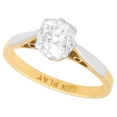 Antique 1.23 Carat Diamond and 18k Yellow Gold Solitaire Ring, circa 1910