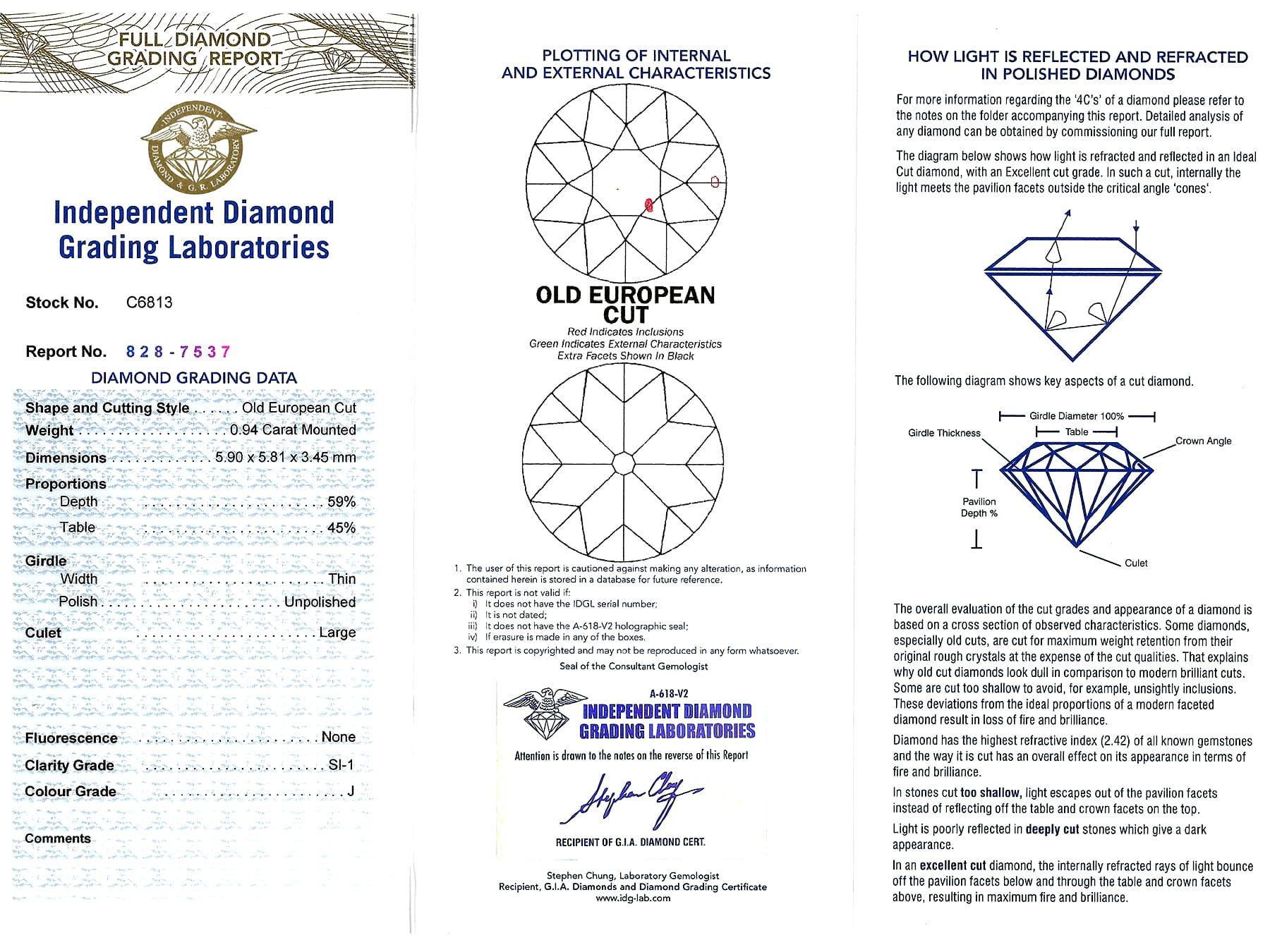 Bague de fiançailles solitaire ancienne en platine et diamant de 1.24 carats en vente 6