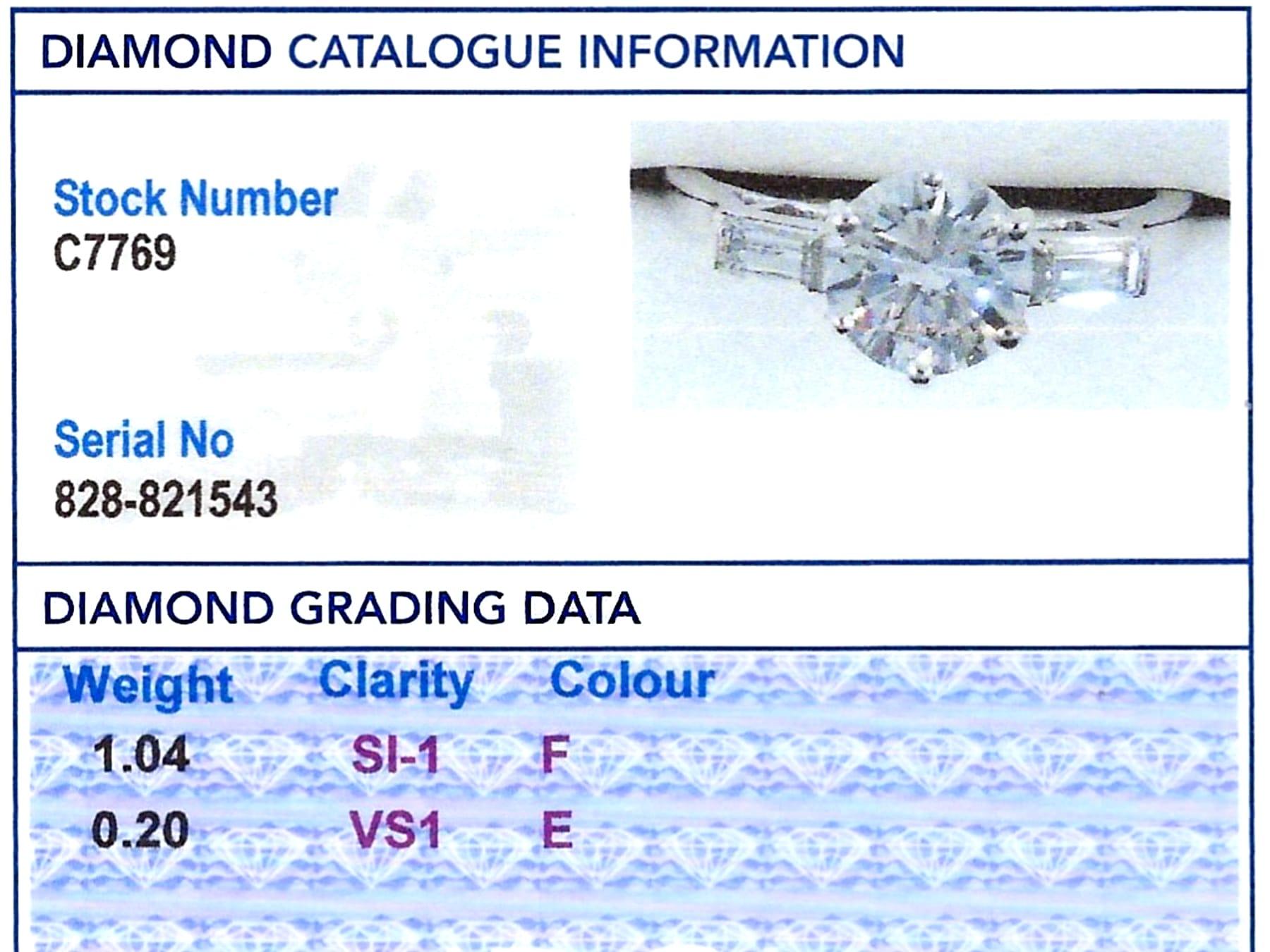 Antique 1.24 Carat Diamond and Platinum Solitaire Engagement Ring For Sale 7