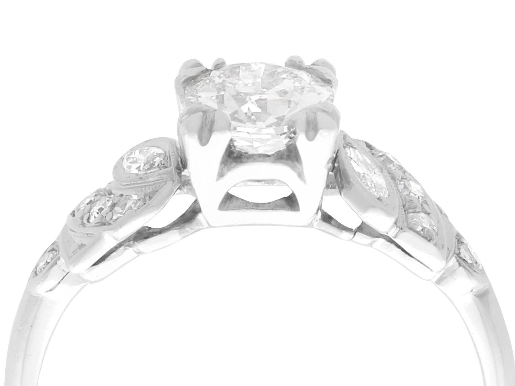 A stunning, fine and impressive 1.24 carat diamond and platinum solitaire engagement ring; part of our diverse estate jewelry collections. 

This stunning, fine and impressive antique diamond ring has been crafted in platinum.

The pierced decorated