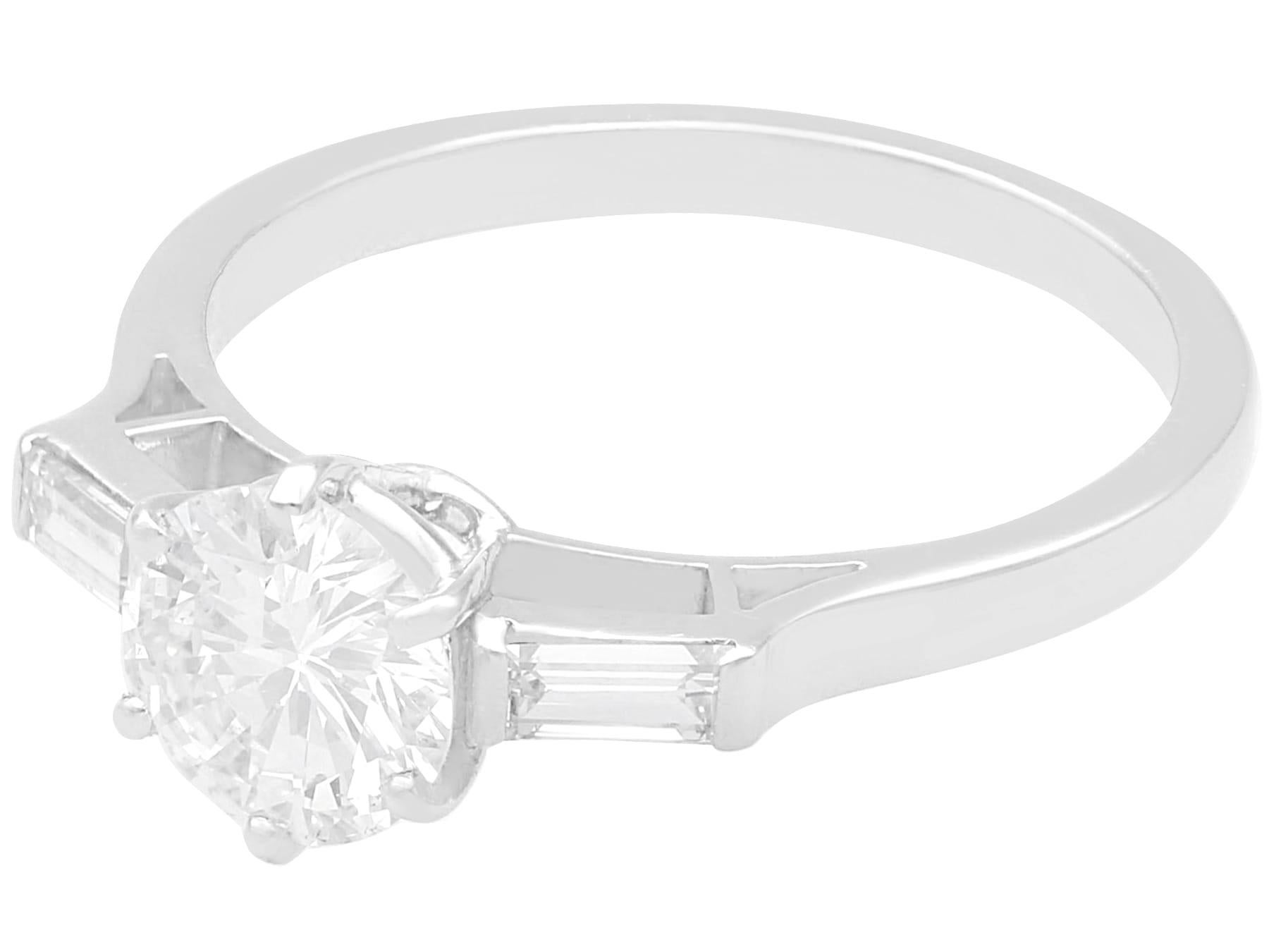 Brilliant Cut Antique 1.24 Carat Diamond and Platinum Solitaire Ring For Sale