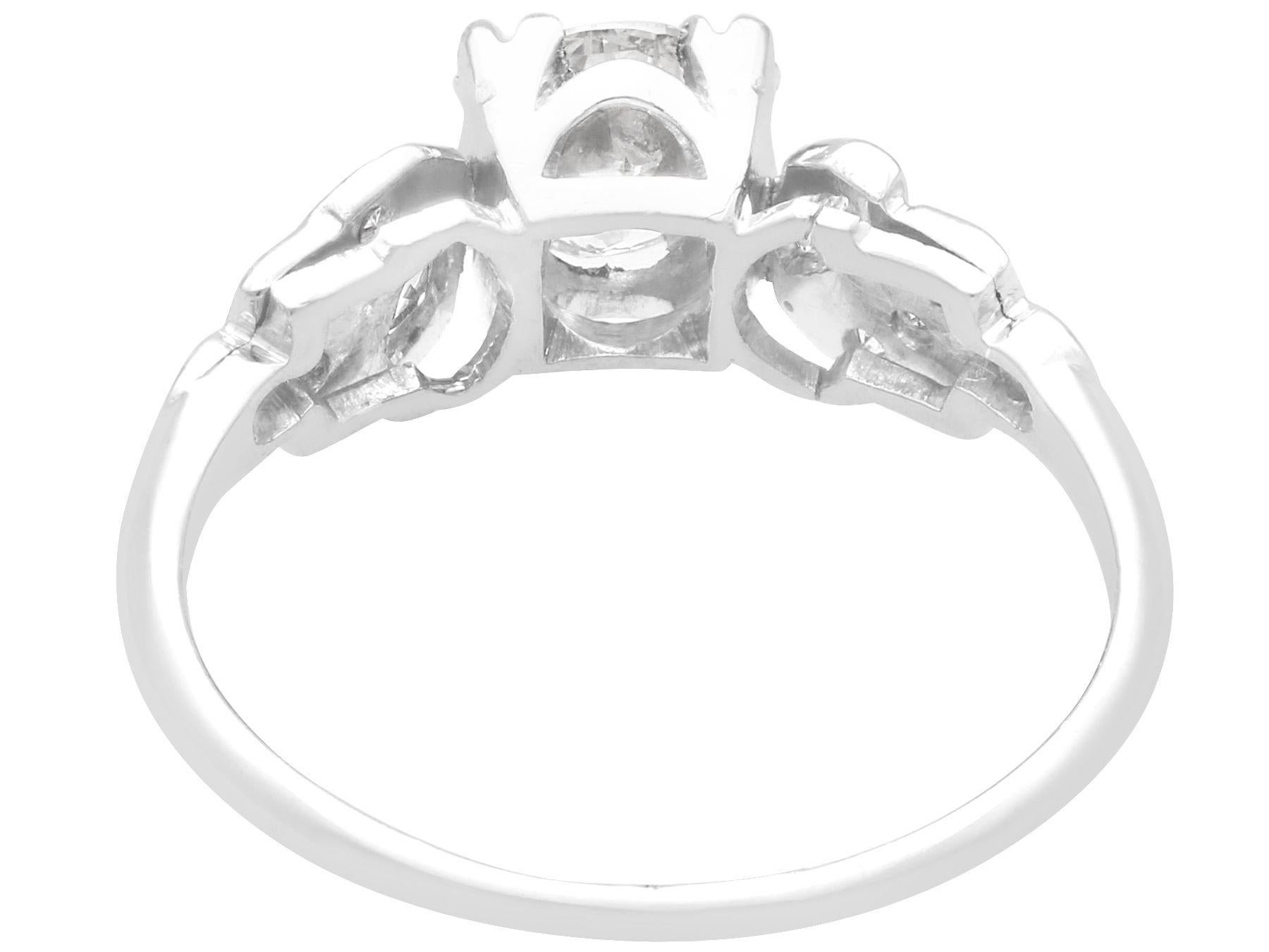 Old European Cut Antique 1.24 Carat Diamond and Platinum Solitaire Engagement Ring For Sale