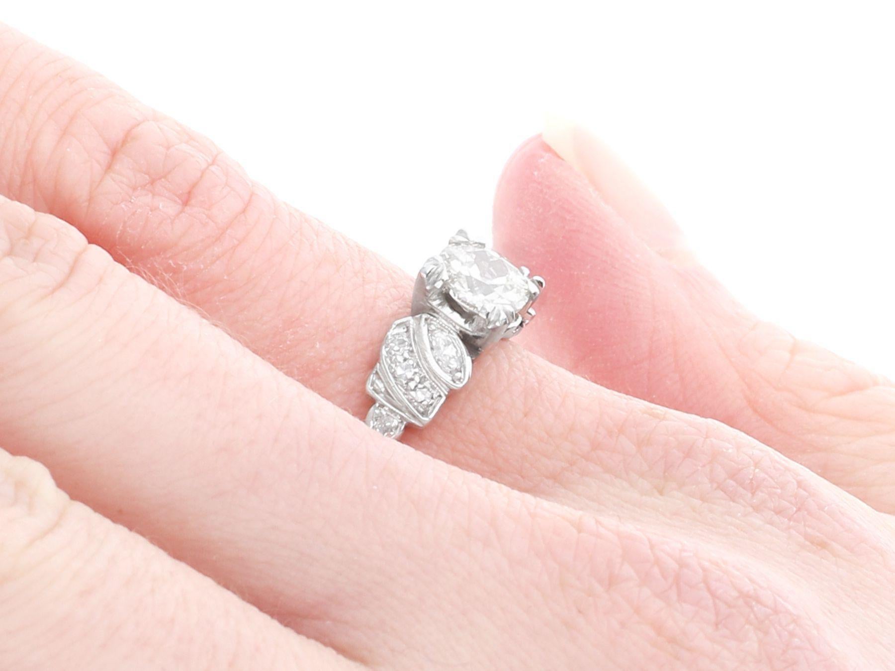 Antique 1.24 Carat Diamond and Platinum Solitaire Engagement Ring For Sale 1