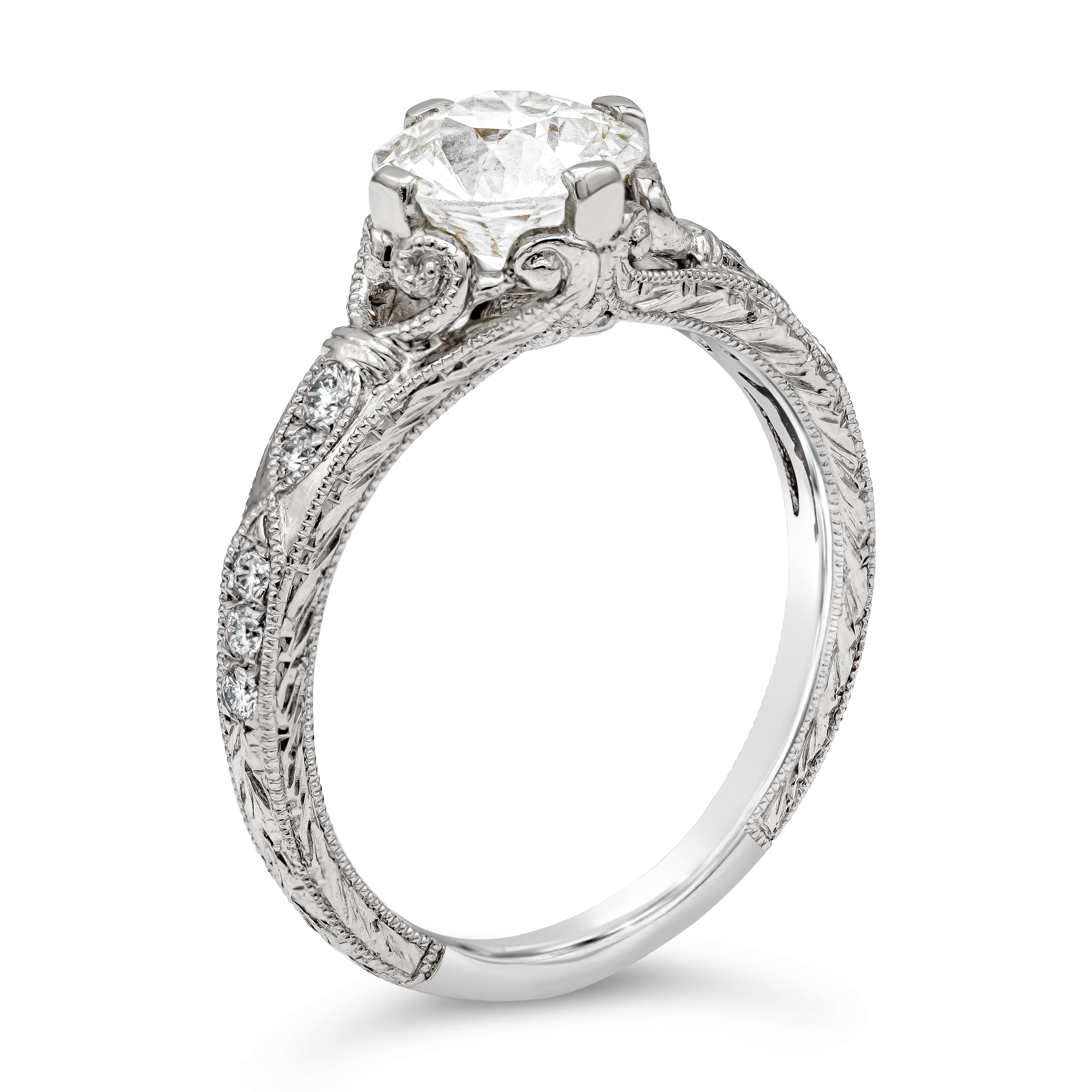 Antique Style 1.24 Carats Old European Cut Diamond Engagement Ring In New Condition For Sale In New York, NY