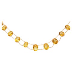 Antique 124.21Ct Citrine and Rose Gold Riviere Necklace, Circa 1890