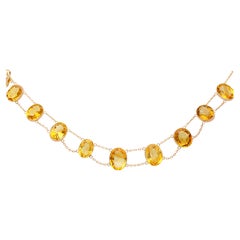 Antique 124.21ct Citrine and Rose Gold Riviere Necklace