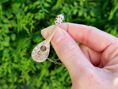 Antique 1.25 Carat Diamond and 9k Yellow Gold Mandolin Brooch Circa 1890