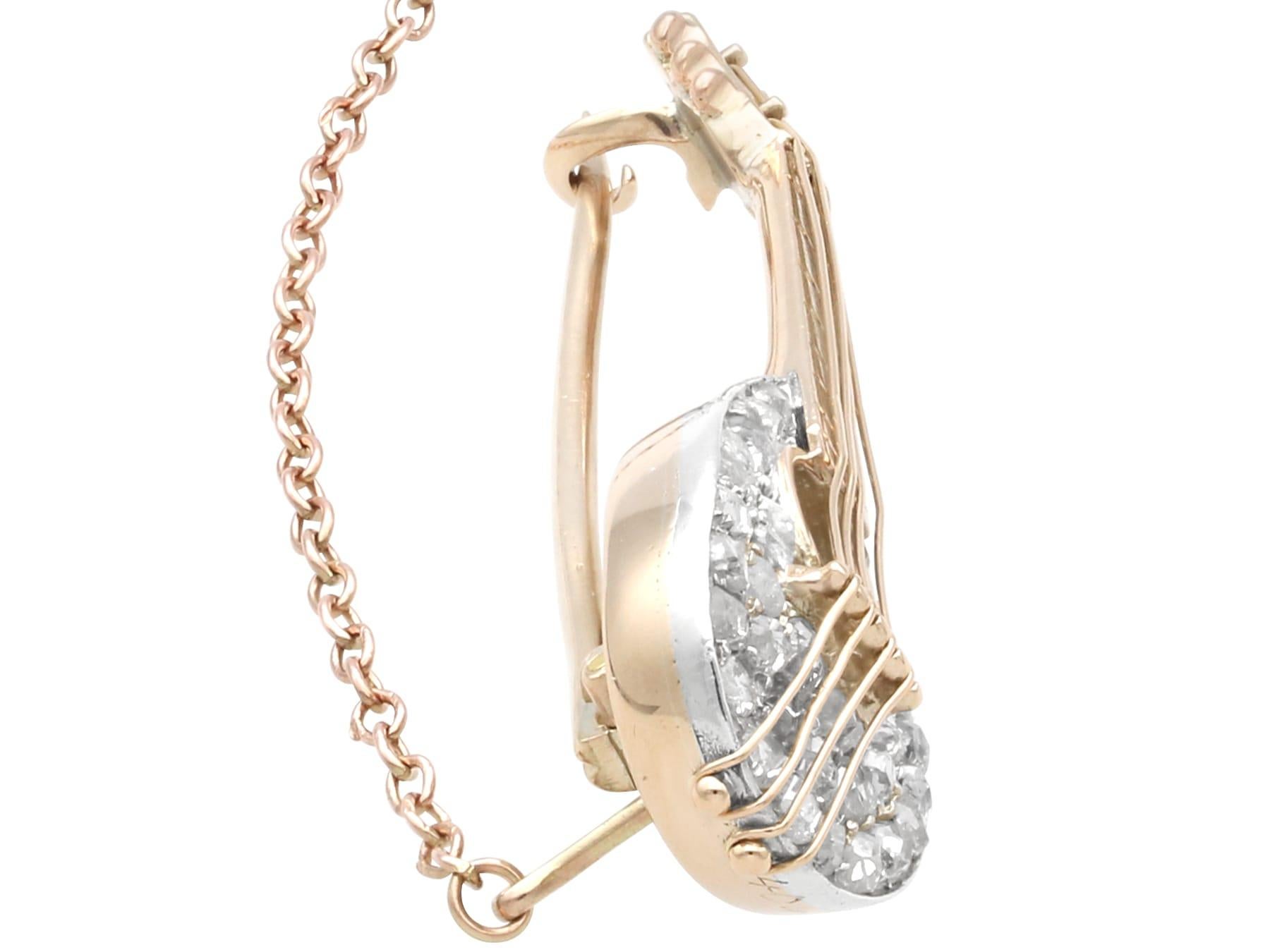 da uomo o donna Antica spilla a mandolino in oro giallo 9k e diamanti da 1,25 carati Circa 1890 in vendita