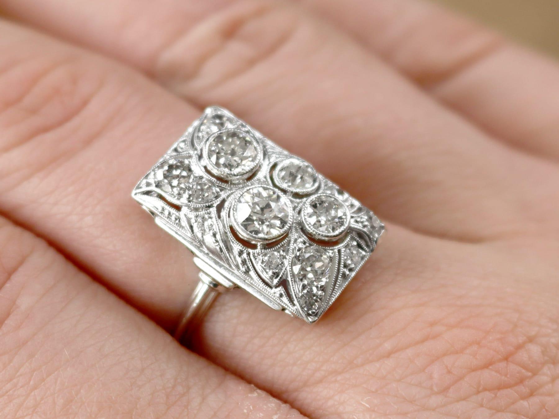 Old European Cut Antique 1.25 Carat Diamond and Platinum Dress Ring Circa 1935 For Sale