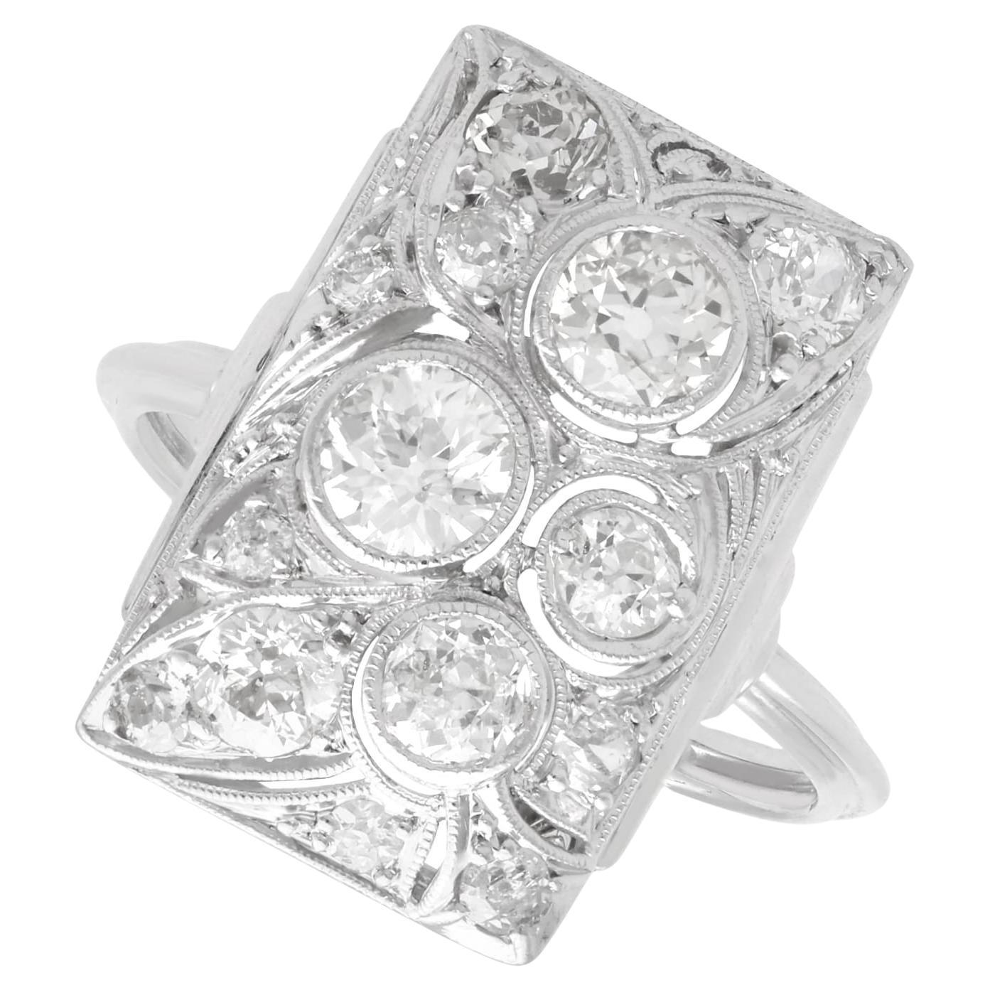 Anillo antiguo de diamantes y platino de 1,25 quilates Circa 1935