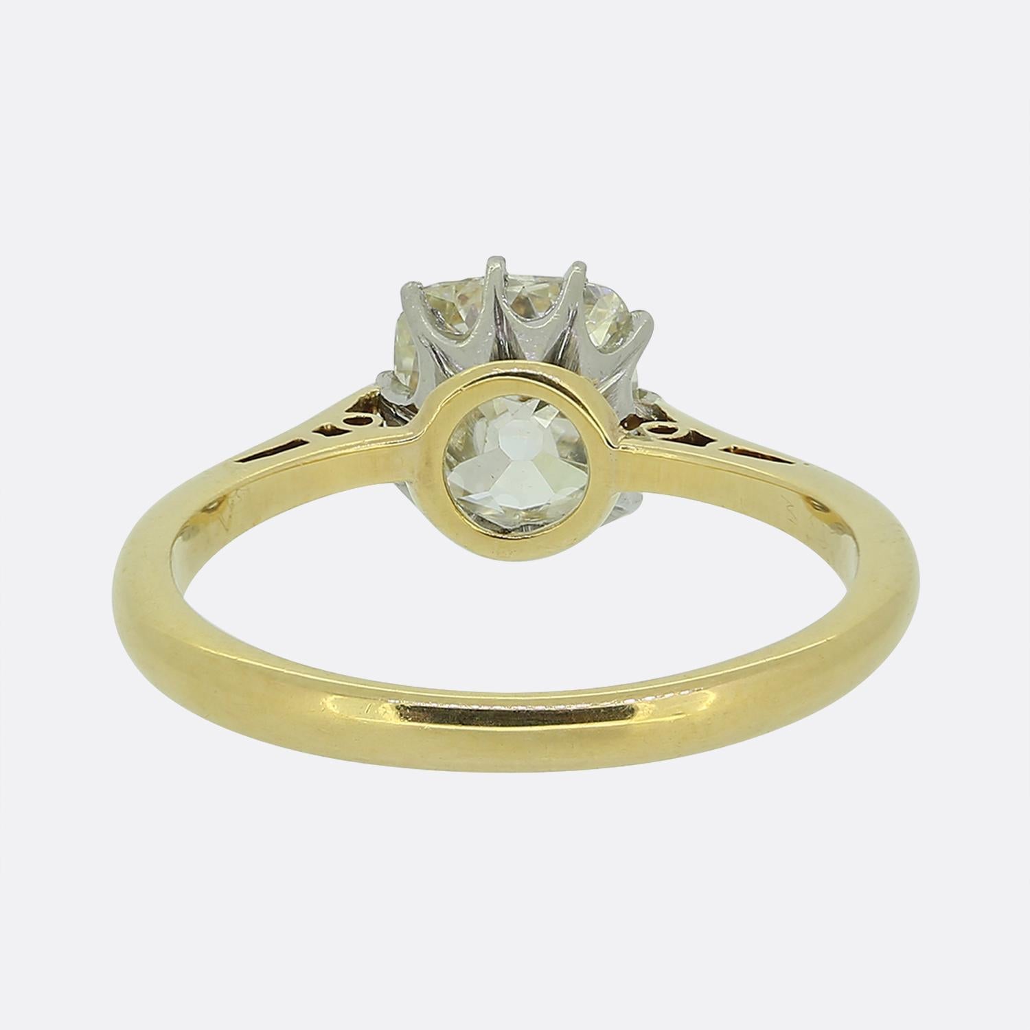 Anello antico con solitario di diamanti da 1.25 carati In condizioni buone in vendita a London, GB
