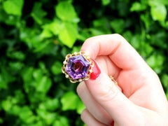 Antique 12.50 Carat Amethyst and Seed Pearl Yellow Gold Brooch, circa 1890