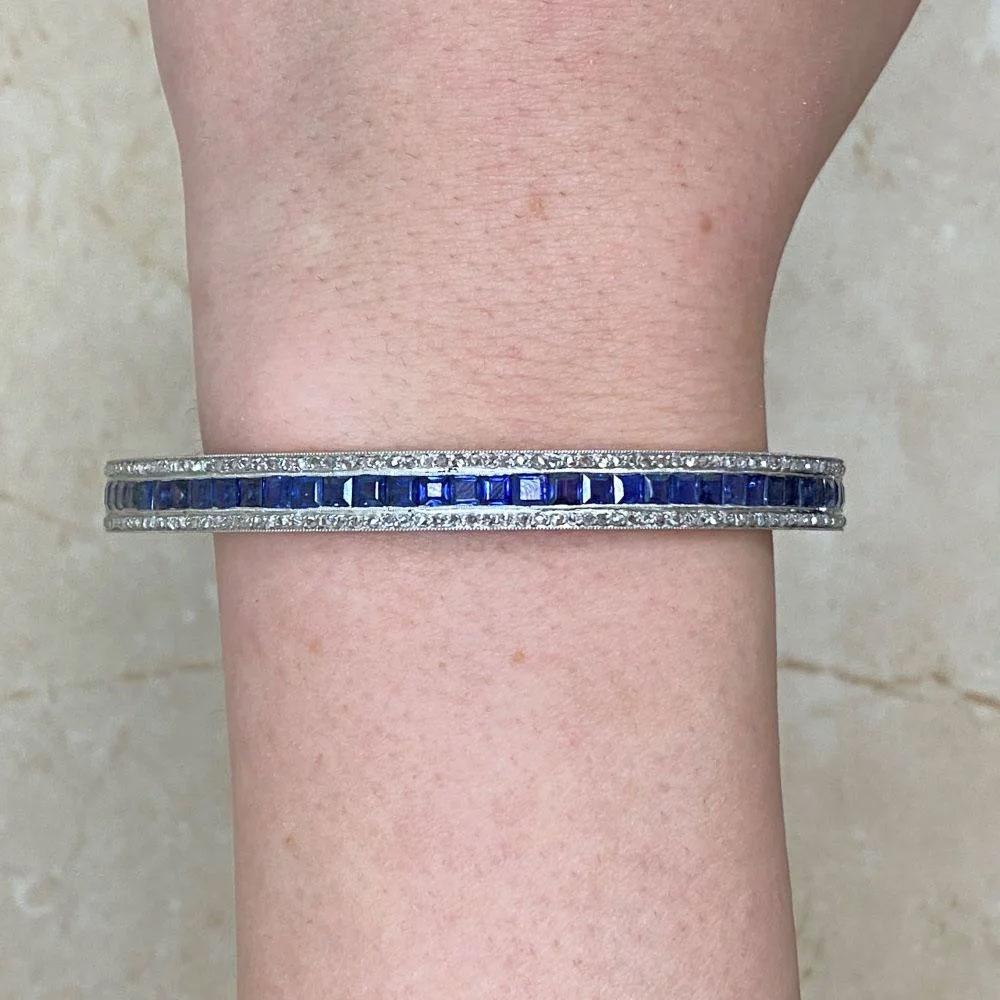 Pulsera antigua de zafiro (aprox. 12,50 quilates) y diamantes (aprox. 1,6 quilates) Corte rosa en venta