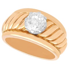 Anello di fidanzamento antico con diamante da 1,25 carati e oro giallo 18k Circa 1895