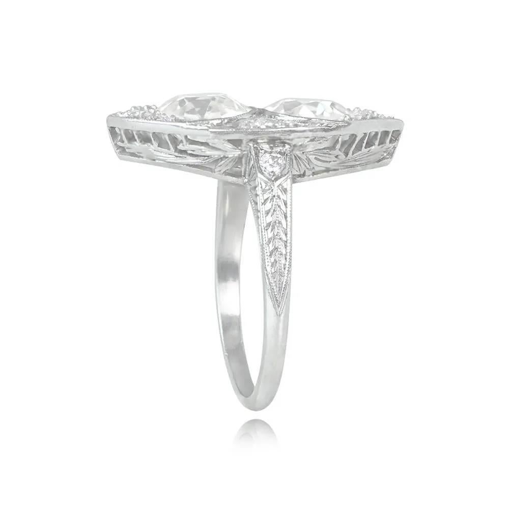 Art Deco Antique 1.25ct Old European Cut Diamond Engagement Ring, Platinum, Circa 1920 For Sale
