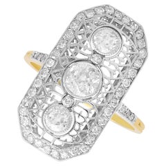 Antique 1.26 Carat Diamond and 18k Yellow Gold Platinum Set Ring Circa 1920