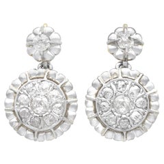Vintage 1.26 Carat Diamond and Yellow Gold Drop Earrings