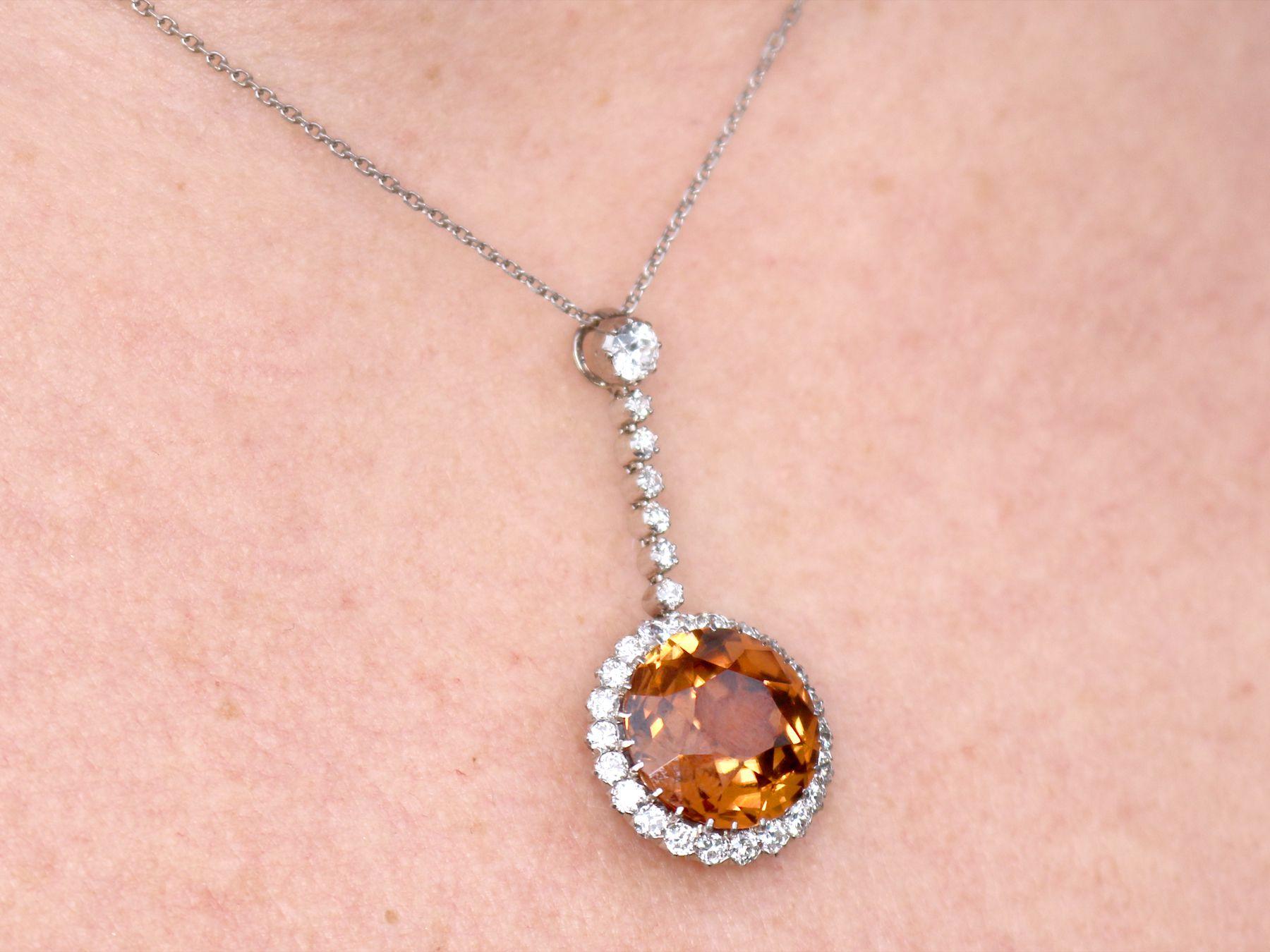 Antique 12.69 Carat Zircon and 1.04 Carat Diamond Necklace For Sale 6