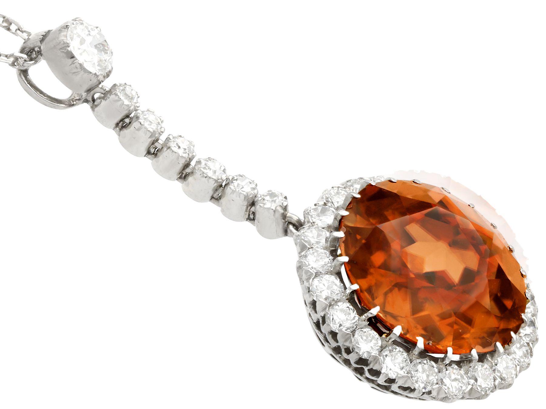 Taille ronde Collier ancien en zircon de 12,69 carats et diamants de 1,04 carat en vente