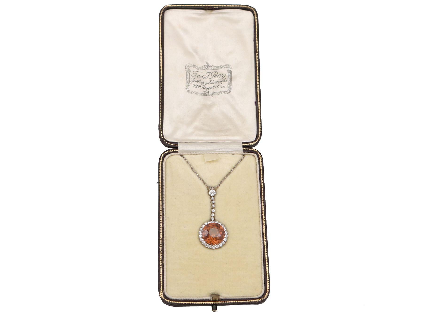 Women's Antique 12.69 Carat Zircon and 1.04 Carat Diamond Necklace For Sale