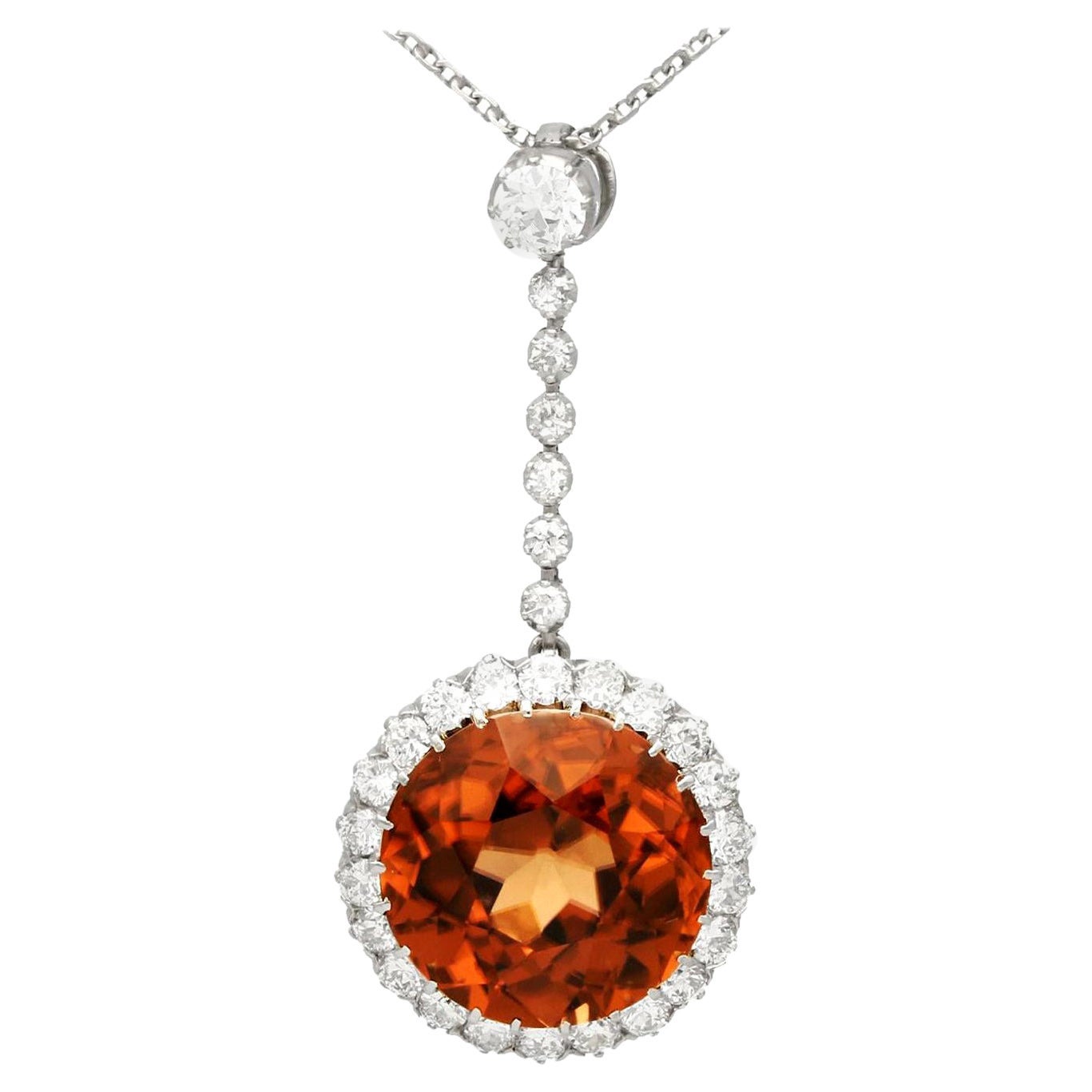 Antike Halskette mit 12,69 Karat Zirkon und 1,04 Karat Diamant im Angebot