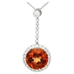 Collana antica con zircone da 12,69 carati e diamante da 1,04 carati