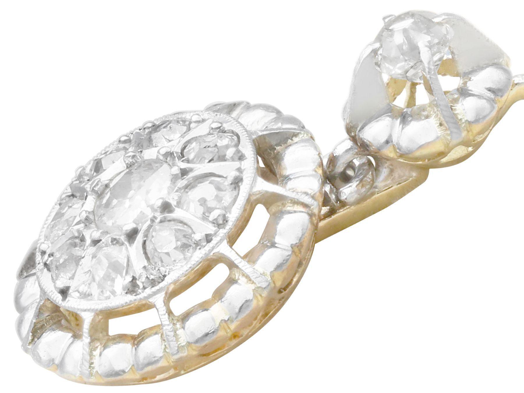 Pendants d'oreilles anciennes en or jaune et diamants de 1,26 carat  Excellent état à Jesmond, Newcastle Upon Tyne