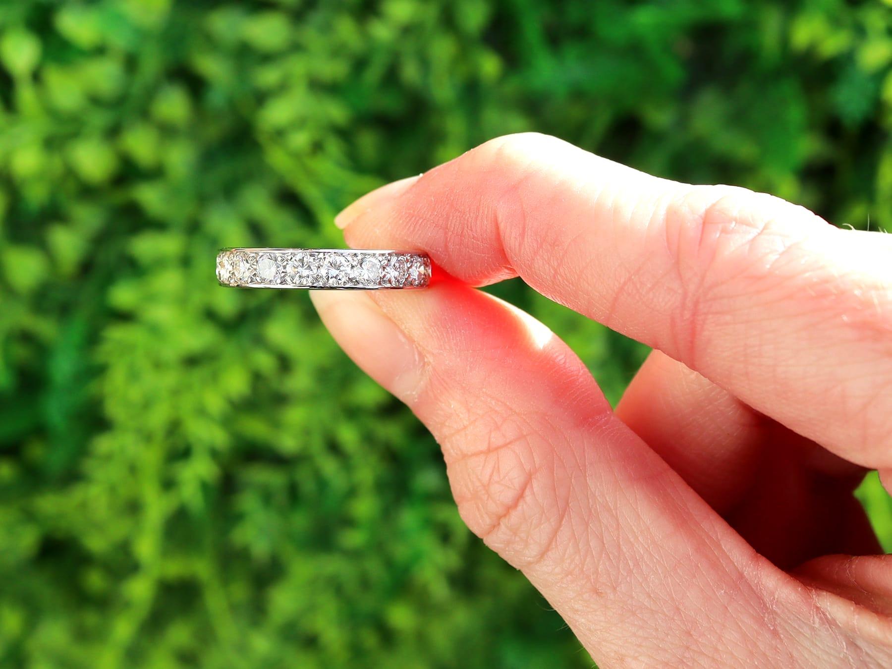 A fine and impressive antique 1.28 carat diamond and 18 karat white gold full eternity ring; part of our diverse diamond jewellery collections. 

This fine and impressive antique diamond eternity ring has been crafted in 18k white gold.

This full