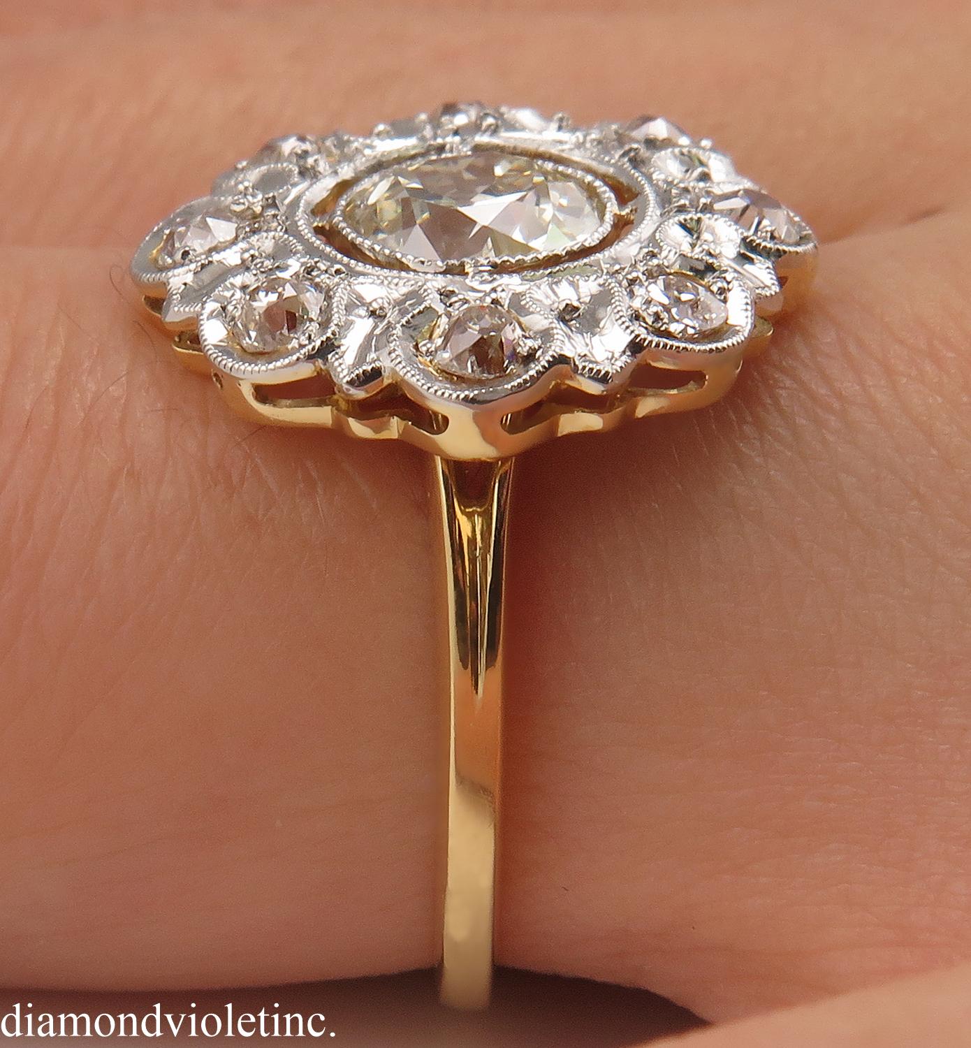 Antique 1.28 Carat Old European Diamond Wedding Yellow Gold Ring EGL USA 7