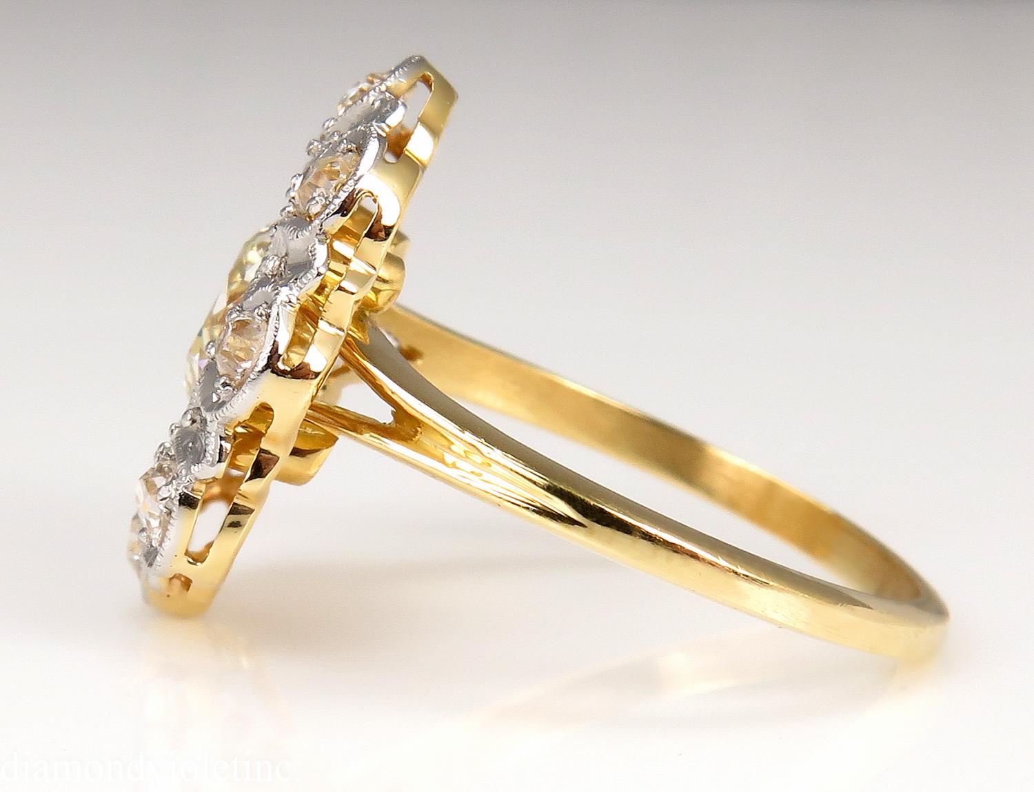 Antique 1.28 Carat Old European Diamond Wedding Yellow Gold Ring EGL USA In Good Condition In New York, NY