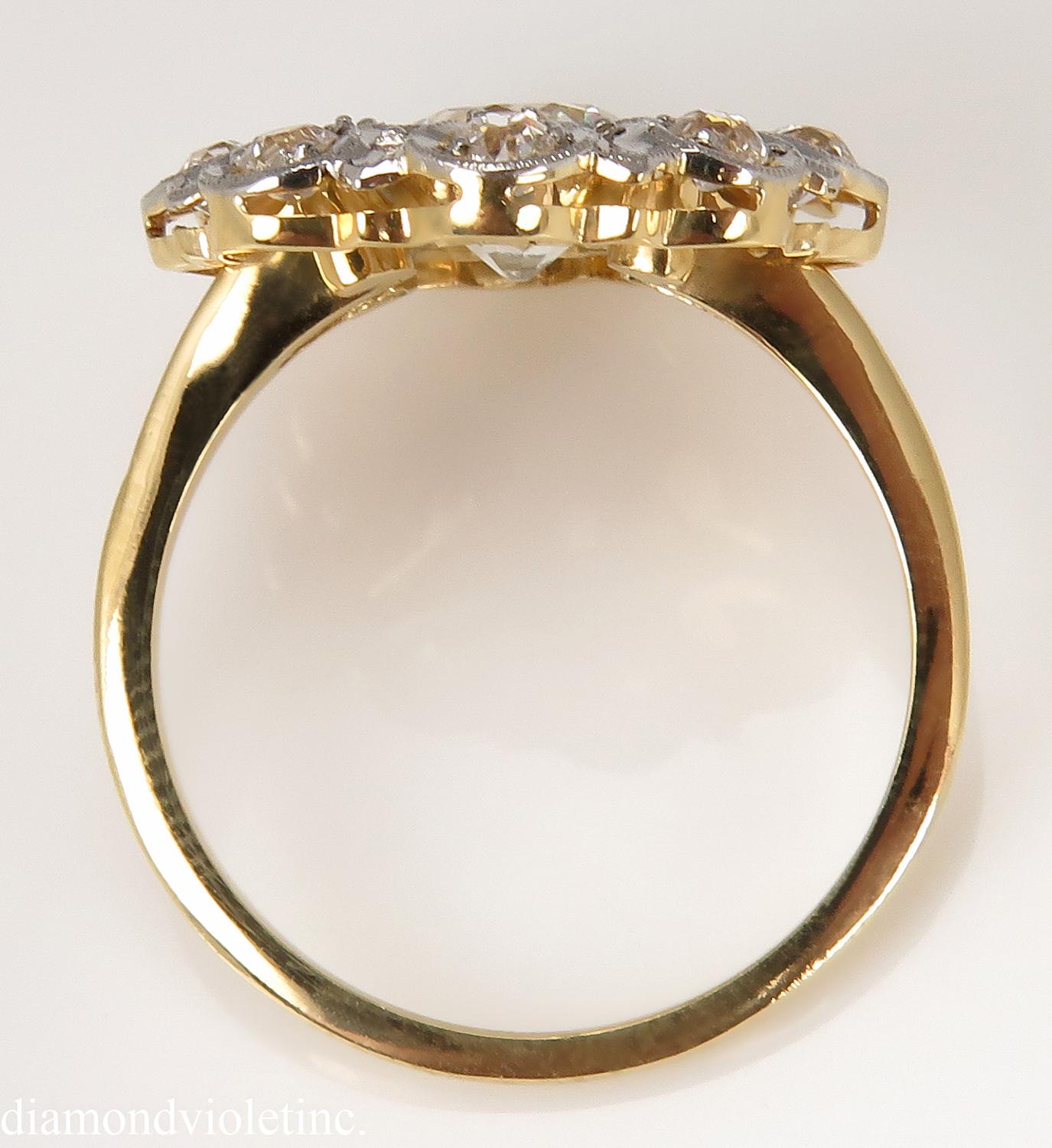 Antique 1.28 Carat Old European Diamond Wedding Yellow Gold Ring EGL USA 1
