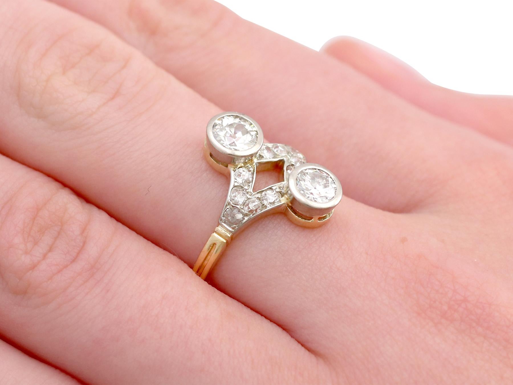 Antique 1.29 Carat Diamond and Yellow Gold Cocktail Ring 2