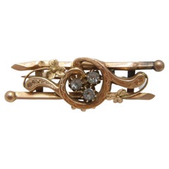 Antique 12ct Rose Gold Diamond Paste Gate Brooch Pin c1800 Heavy 4.1g 500 Purity