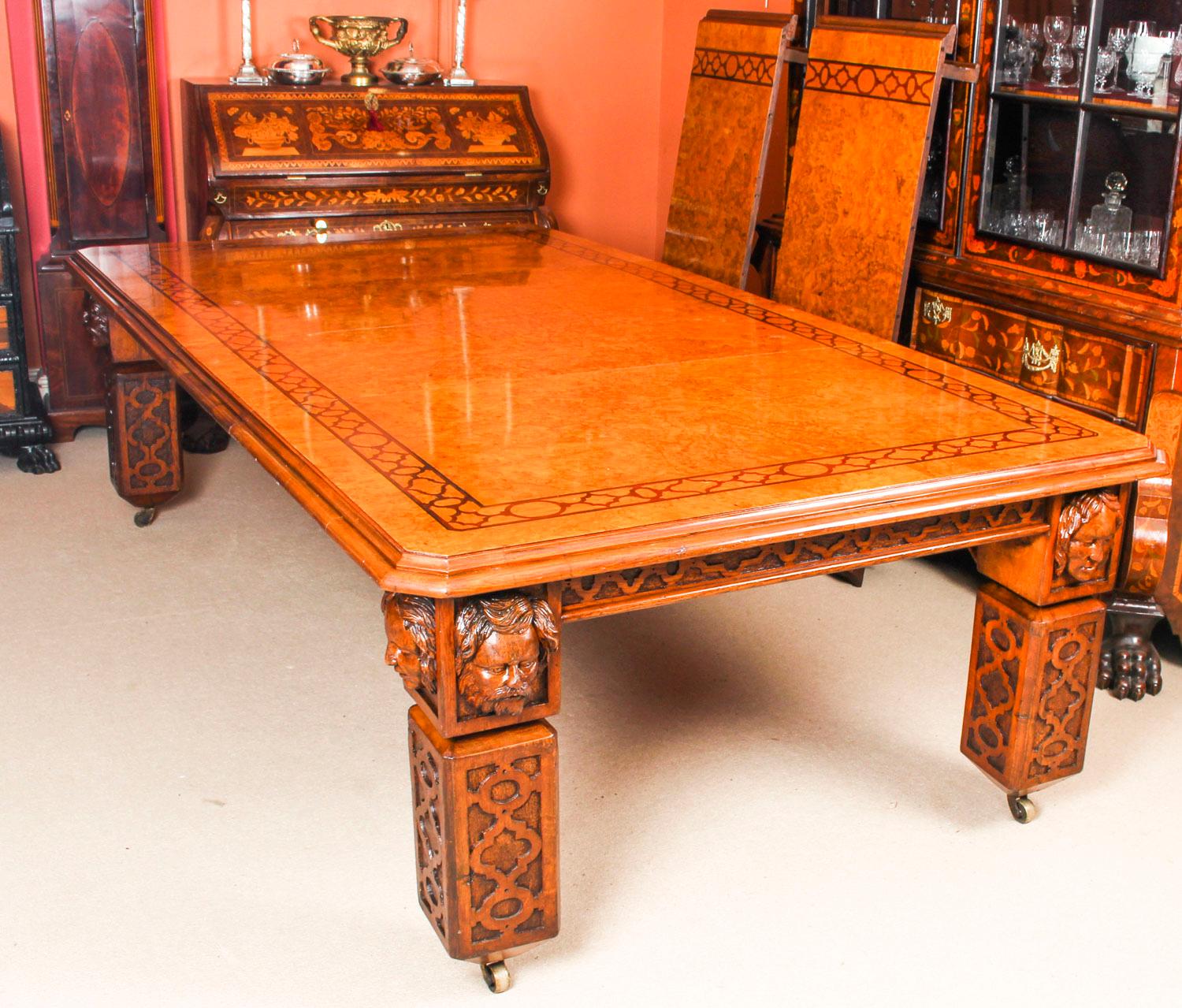Antique Elizabethan Revival Pollard Oak Dining Table 19th Century and 14 Chairs In Good Condition For Sale In London, GB