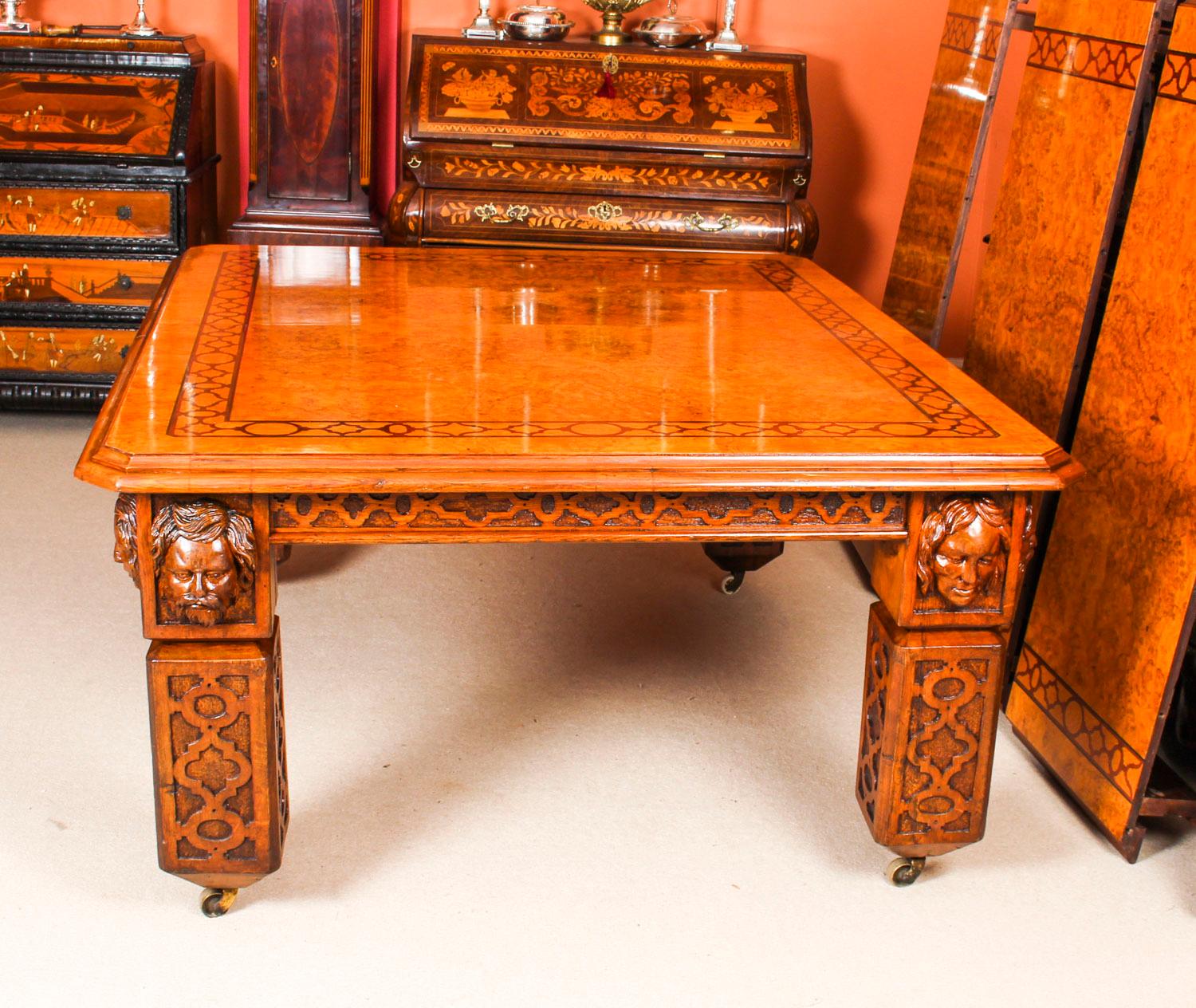 Antique Elizabethan Revival Pollard Oak Extending Dining Table, 19th Century For Sale 1